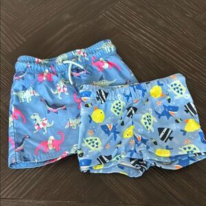 Cat and Jack and Koala Kids swimsuits, swim shorts, blue, dinosaur, fish, bright